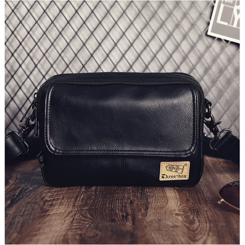 TÚI ĐEO CHÉO DA PU THREE BOX 3623 UNISEX