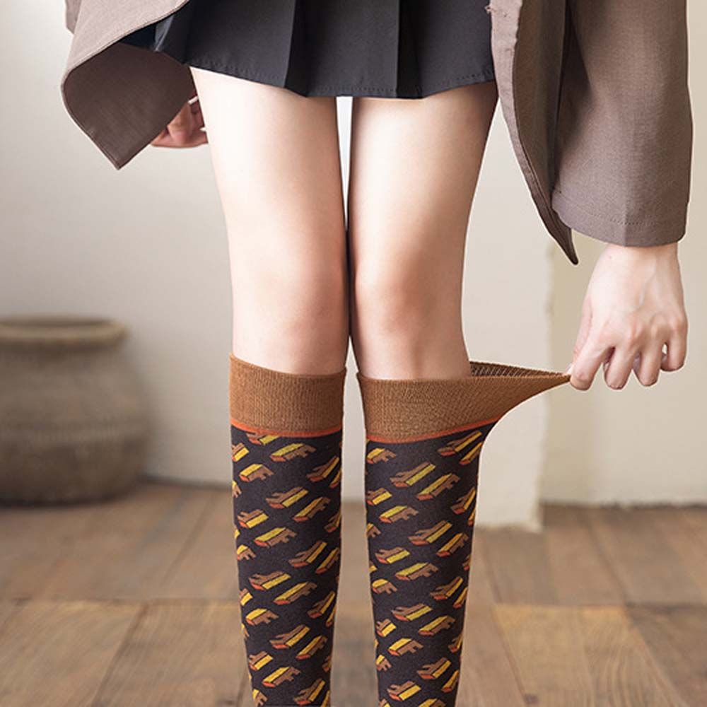 Vớ ống dài co giãn thoải mái in họa tiết caro phong cách Lolita dễ thương cho nữ