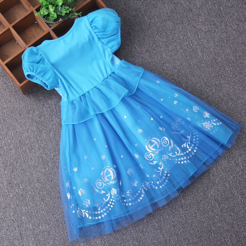 Disney Đầm Công Chúa Elsa Anna Bằng Cotton Phối Lưới Thời Trang Mùa Hè Cho Bé Gái