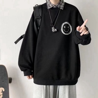 FREESHIP  Áo Sweater Nỉ Bông Trơn Hình  Mặt Cười Form Rộng Unisex 2021