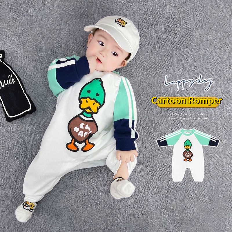 Bộ Áo Liền Quần Tay Dài Thời Trang Mùa Thu Xinh Xắn Cho Bé Sơ Sinh