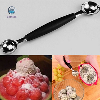 Stainless Steel Double-End Melon Ice Cream Baller Scoop Fruit Spoon Kitchen Tool