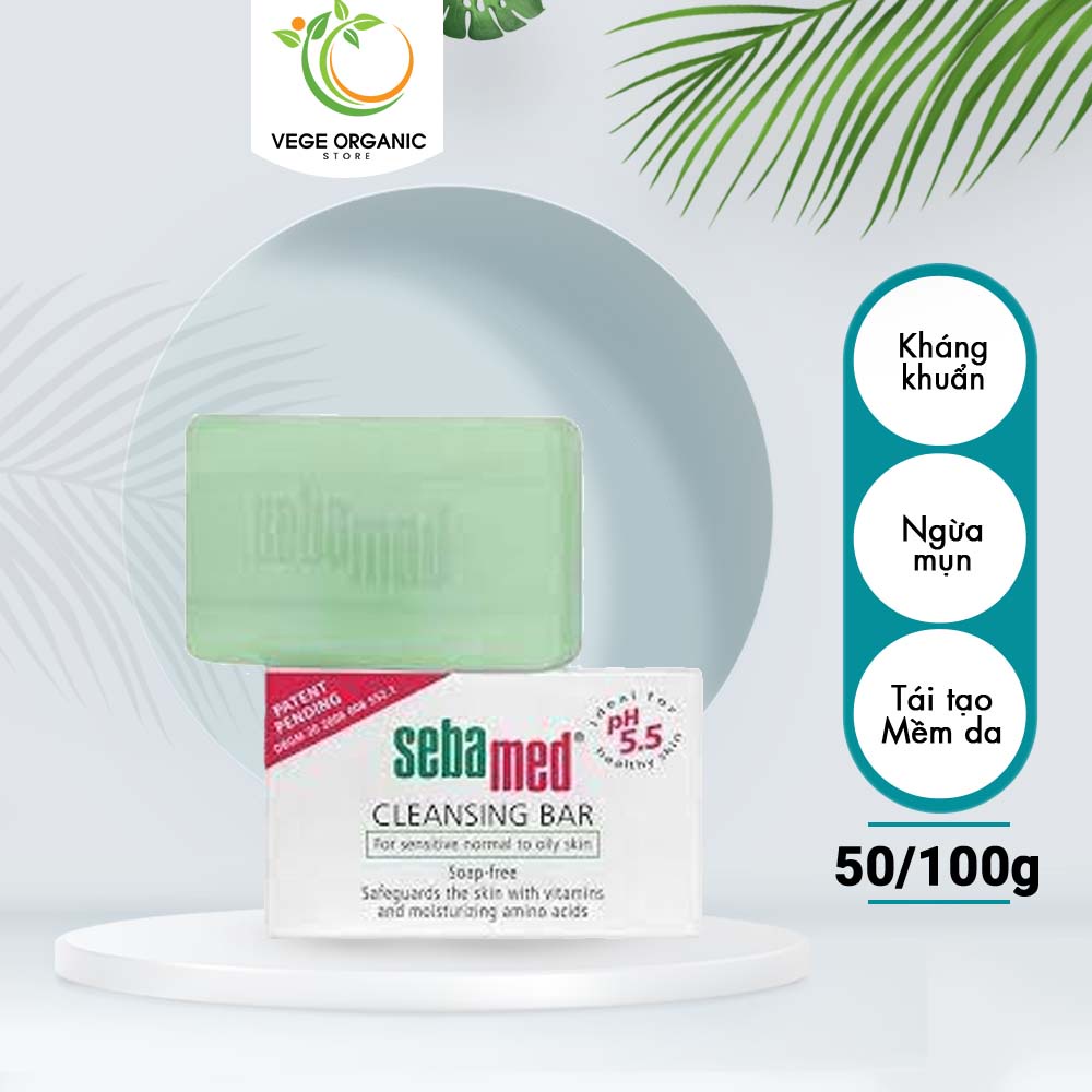 Xà phòng giúp làm sạch, dưỡng ẩm cho da nhạy cảm pH 5.5 Sebamed - Cleansing Bar - CN076