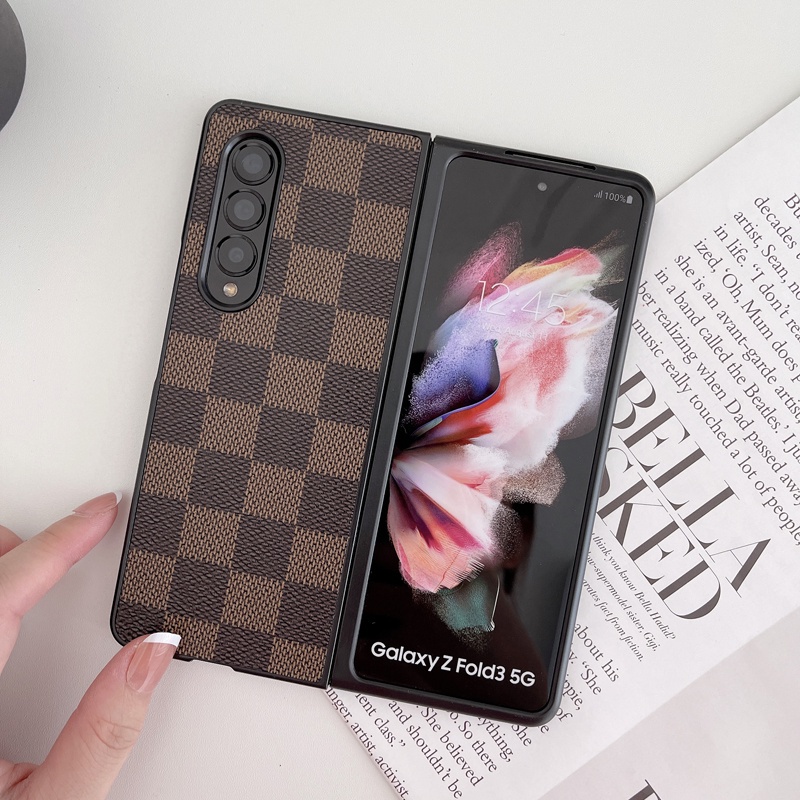 Z Fold 3 Casing Case For Samsung Galaxy Z Fold 3 Vintage Checkered limited Edition Ribbon Pattern Hard Mobile Phone Case Cover