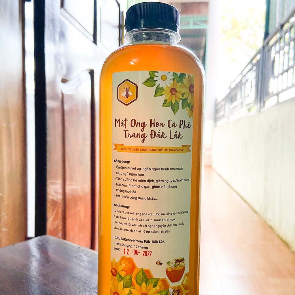 Mật ong nguyên chất hoa cà phê Đắk Lắk loại chuẩn đặc 1 lít nặng 1,5kg