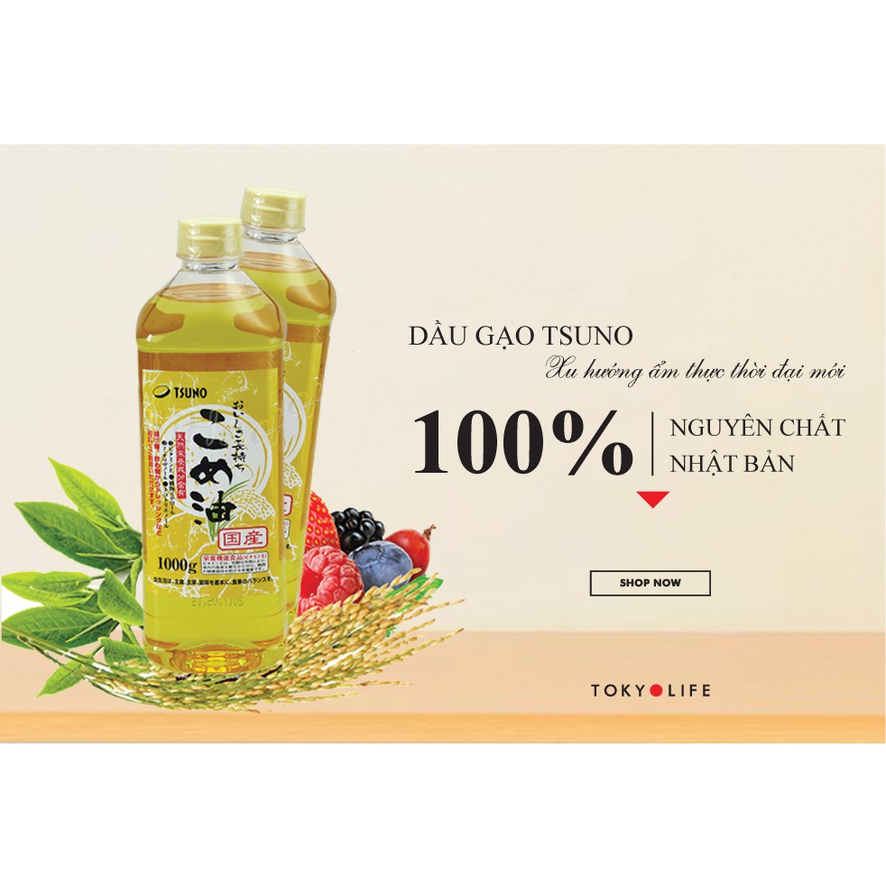 Dầu gạo Tsuno Nhật Bản 1000g - Nhiều vitamin, chiến rán không biến đổi chất -  Date mới