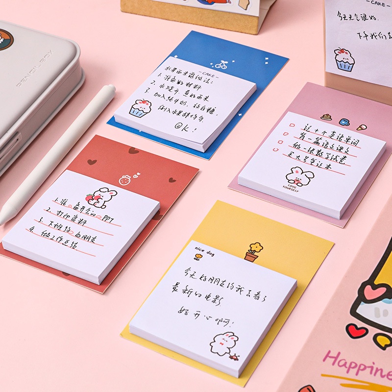 Giấy Note Cute, Xấp Giấy Note Chú Thỏ Và Chú Gấu Xinh Xắn, 30 tờ