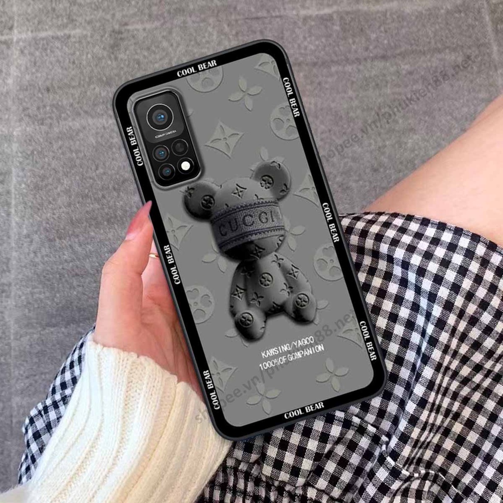 Ốp Xiaomi Mi 10T Pro bear, k@ws thương hiệu phong cách ốp lưng thời trang cao cấp