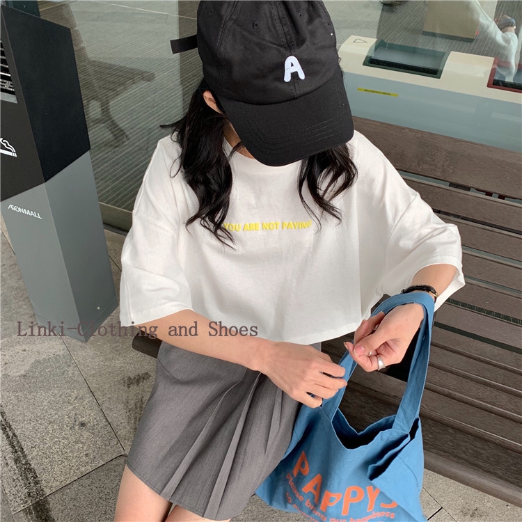 Áo cổ tròn ngắn tay họa tiết chữ hợp thời trang cho nữ | BigBuy360 - bigbuy360.vn