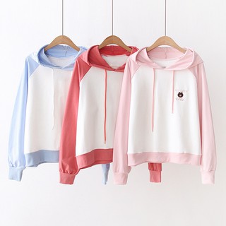 Áo khoác nỉ hoodie chui đầu thời trang nữ hình Gấu (nhiều màu)