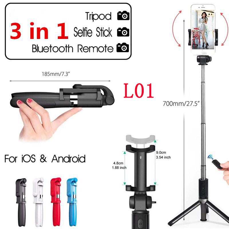 Gậy selfie kiêm giá đỡ cho điện thoại Android/ IOS có điều khiển từ xa kết nối Bluetooth 3 trong 1 linh hoạt 360 độ | BigBuy360 - bigbuy360.vn