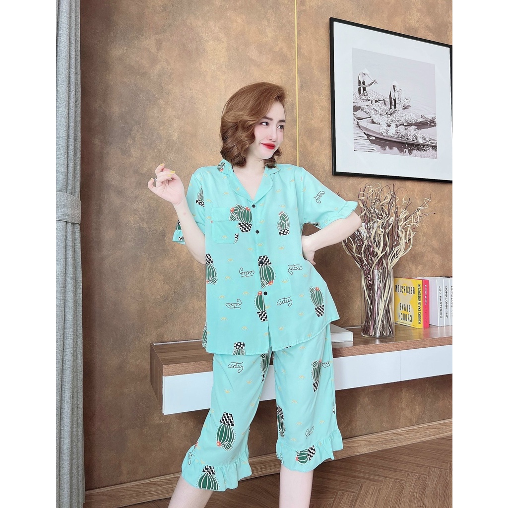 [ Bigsize 40-100kg] Đồ Bộ Pyjamas Lửng Lụa Nhật - Đũi Xốp Siêu Xinh Mặc Nhà Cho Nàng Múp