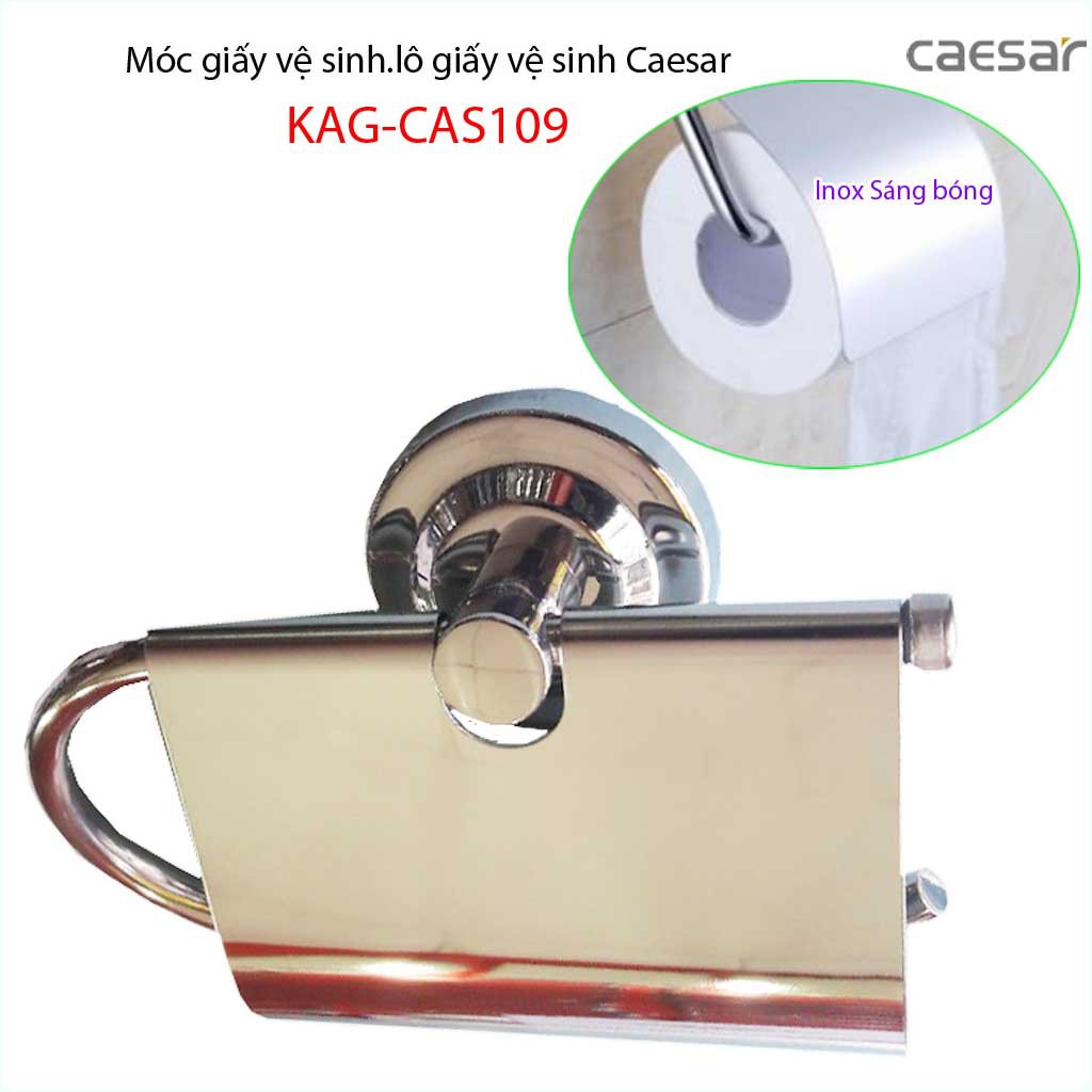 Móc gấy Caesar KAG-CAS109, hộp để giấy vệ sinh inox 304 bóng thiết kế cao cấp