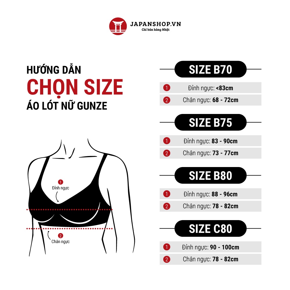 Áo lót tàng hình Tuché Gunze Future Bra JB6013H không gọng, không đường may, đệm vừa phải, định hình ngực