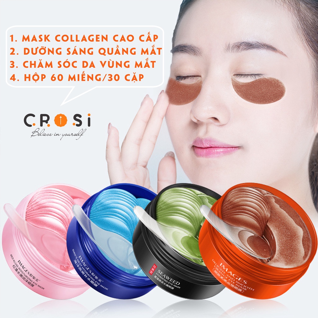 Mặt nạ mắt Collagen hộp 60 miếng, dưỡng sáng, trắng vùng quầng thâm mắt
