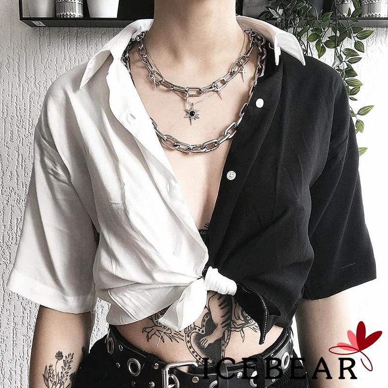 Áo Sơ Mi Tay Ngắn Phong Cách Punk Cho Nữ