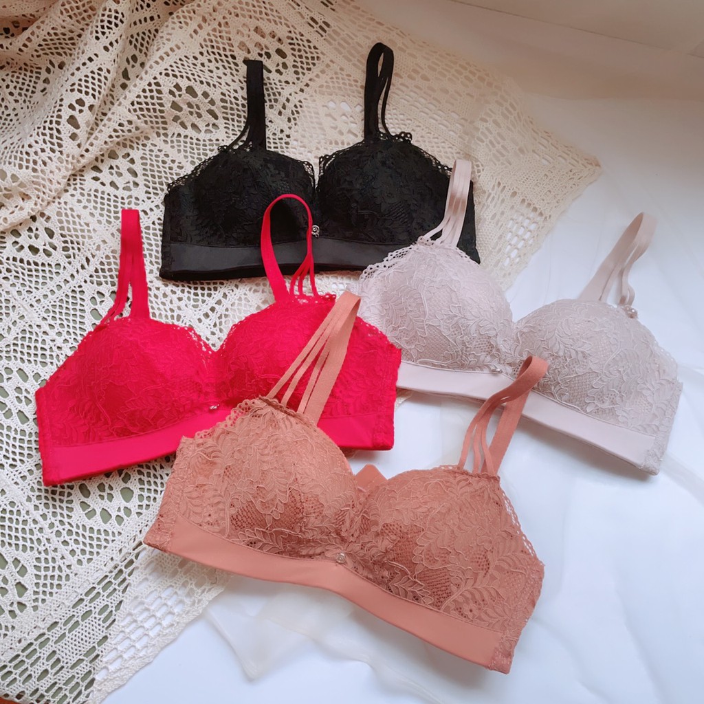 Áo ngực không gọng siêu đẩy - Áo lót nữ nâng ngực đúc su cao cấp Liu Bra phối ren sexy thông hơi họa tiết | BigBuy360 - bigbuy360.vn