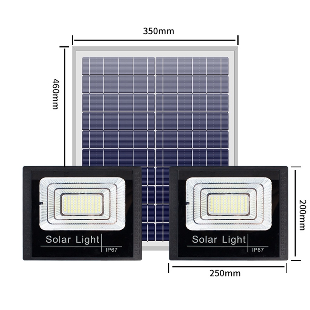 Đèn led năng lượng mặt trời, Đèn pha năng lượng mặt trời 1000w IP67 có remote tấm pin rời dây dài 5m - Bảo hành 12 tháng