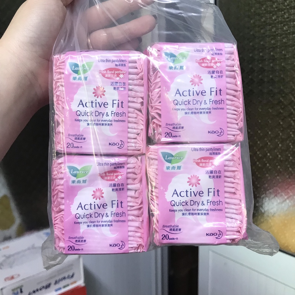 Combo 2 Gói Băng Vệ Sinh Hằng Ngày Hương Thơm Lauríer Active Fit Quick Dry & Fresh - Màu hồng