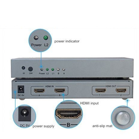 BỘ CHUYỂN ĐỔI TÍN HIỆU 2 CPU VÀO XUẤT RA 2 MÀN HÌNH DTECH DT 7422 HDMI MATRIX