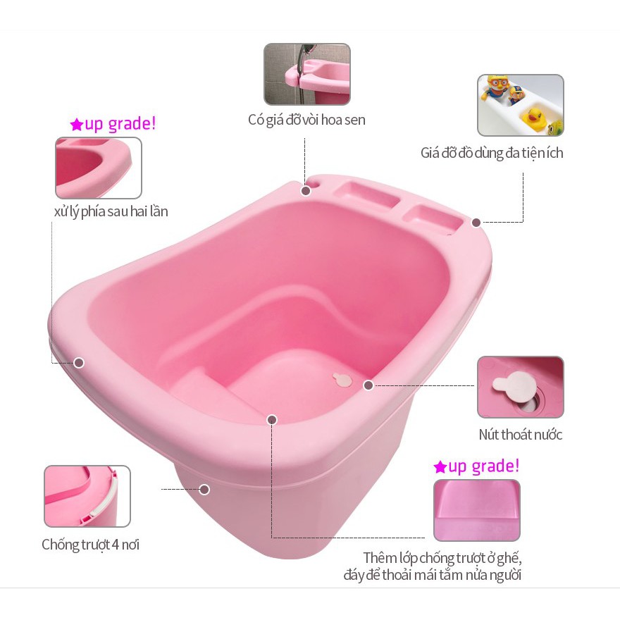 Bồn tắm cao cấp cho bé từ 8 tháng ~ 6 tuổi kích thước lớn chất liệu an toàn nhập khẩu Budsia HQ