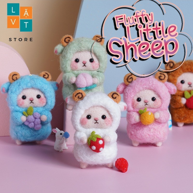 Bộ len chọc Cừu Bé Cưng Đơn Giản Siêu Dễ và Rẻ với LEN XOĂN siêu xịn và đẹp - Needle felting sheep, quà tặng ý nghĩa