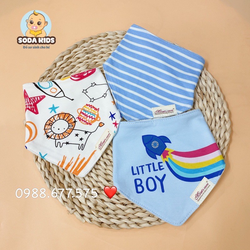 Set 3 yếm tam giác momcare khuy bấm cho bé