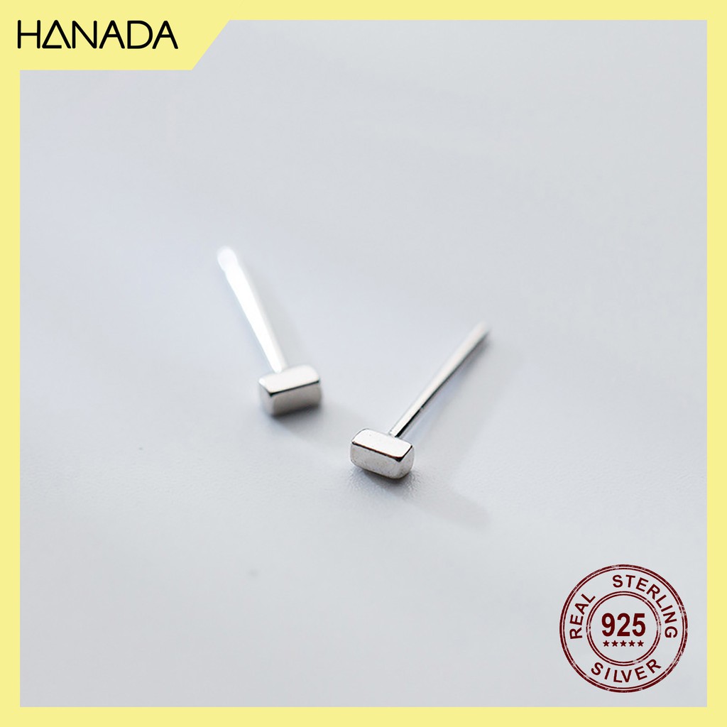 Bông Tai Bạc 925 Hanada E-0-B-0467 Hình Chữ Nhật