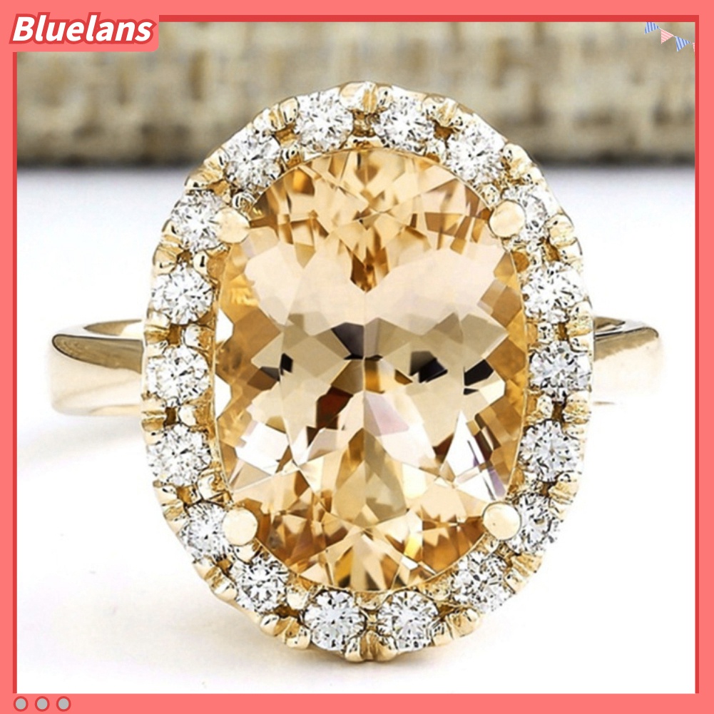 Nhẫn Đính Đá Topaz Nhân Tạo Hình Oval Cho Nữ