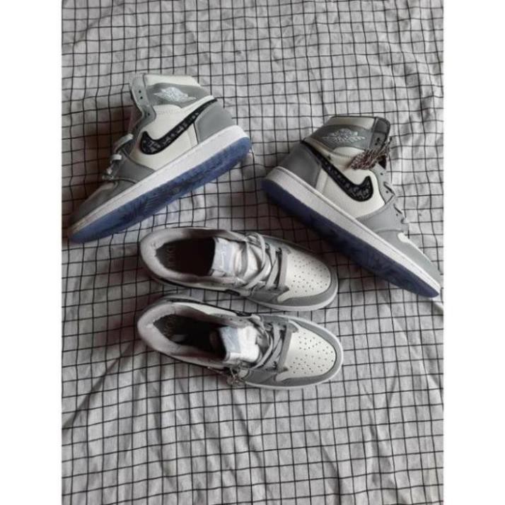 Giày 𝐉𝐨𝐫𝐝𝐚𝐧 𝐝𝐢𝐨𝐫 ⚡️𝐅𝐑𝐄𝐄 𝐒𝐇𝐈𝐏⚡️ Giày thể thao 𝐉𝐨𝐫𝐝𝐚𝐧 cổ thấp cổ cao màu xám đế 𝐝𝐢𝐨𝐫 cực chất đủ size nam nữ | BigBuy360 - bigbuy360.vn