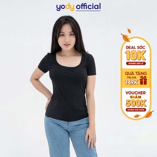 Áo thun YODY nữ cỗ chữ U co dãn thấm hút TSN4428