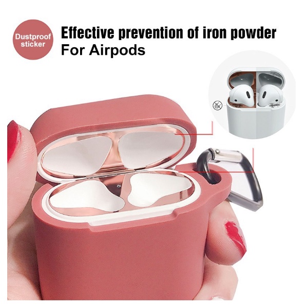 Miếng dán kim loại chống bụi bảo vệ hộp tai nghe thích hợp cho AirPods 1 2 3