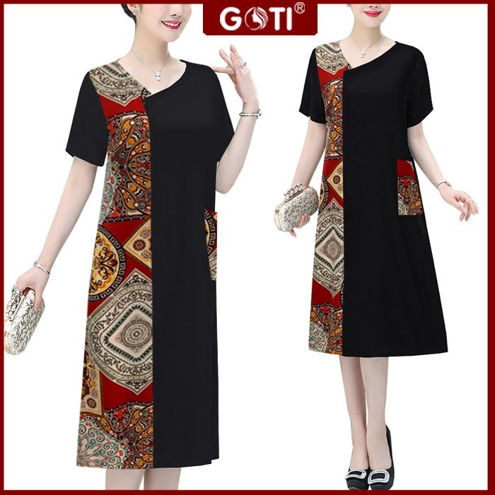 AZ GOTI - THỜI TRANG QUÝ BÀ, ĐẦM SUÔNG 8 MẢNH DÁNG HƠI XÒE KIỂU ĐẦM DỰ TIỆC DÀNH TẶNG MẸ U50-60 3326 3328