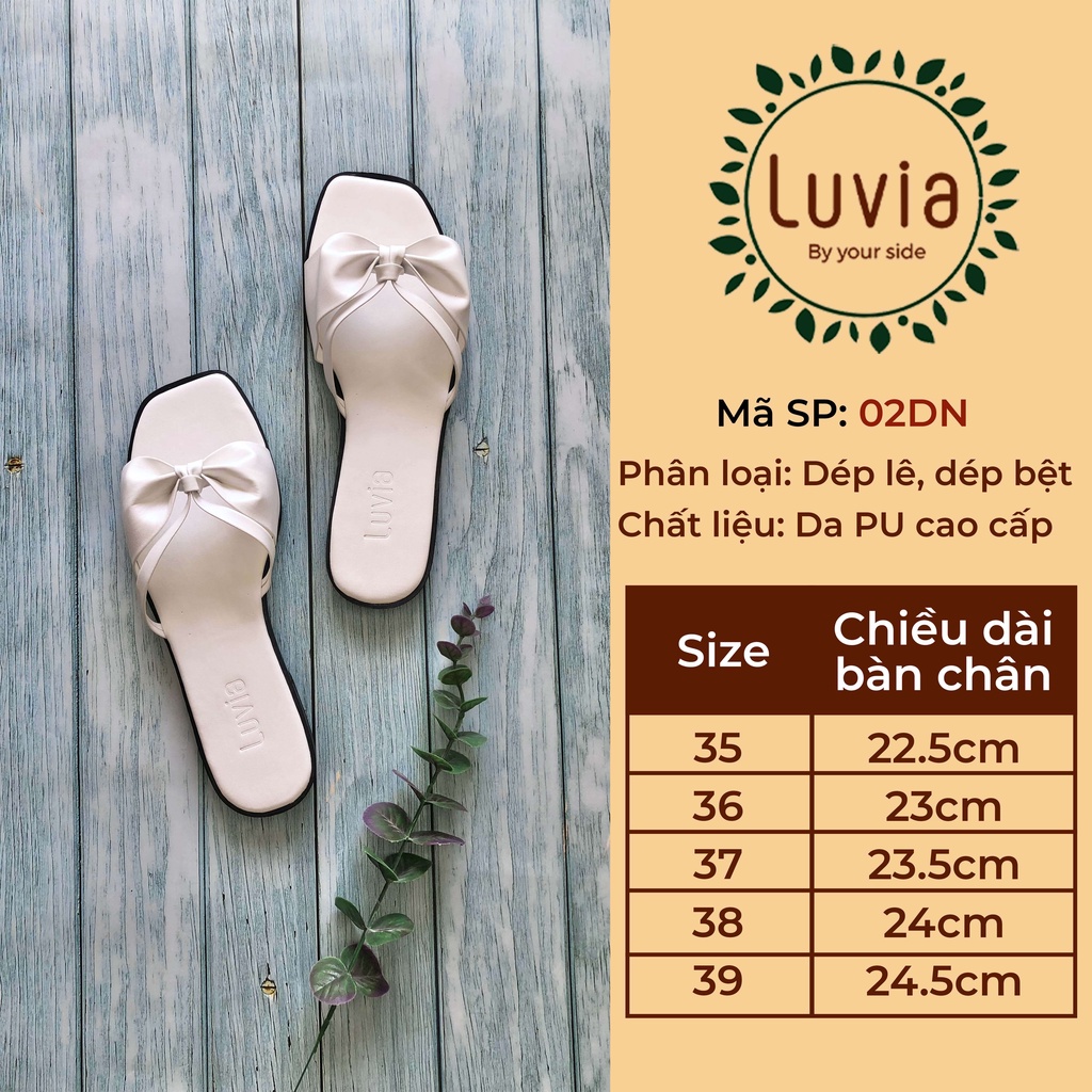Dép lê nữ thắt nơ quai ngang thời trang đẹp cute Luvia X02DN
