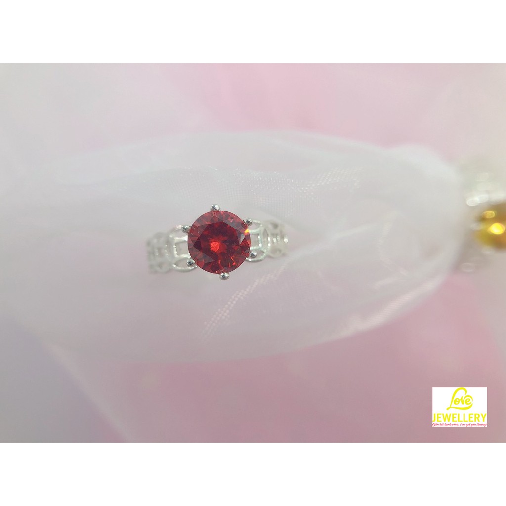 nhẫn nữ chuẩn bạc ta phong thủy may mắn đá chủ cubic zirconia cho người mệnh hỏa