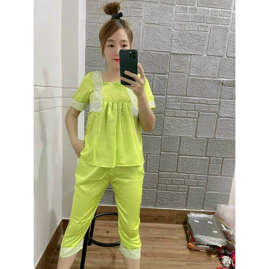 Lụa Satin Ren Phối Ren Tay Lỡ Quần Dài Cao Cấp | BigBuy360 - bigbuy360.vn