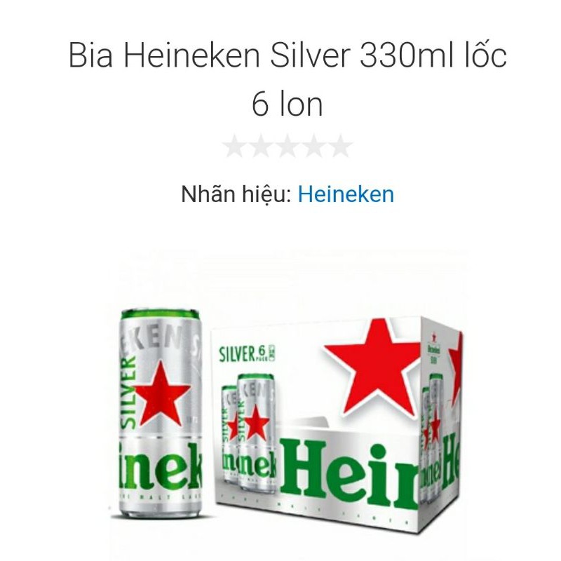 1 lốc 6 lon Bia heineken Silver 330ml