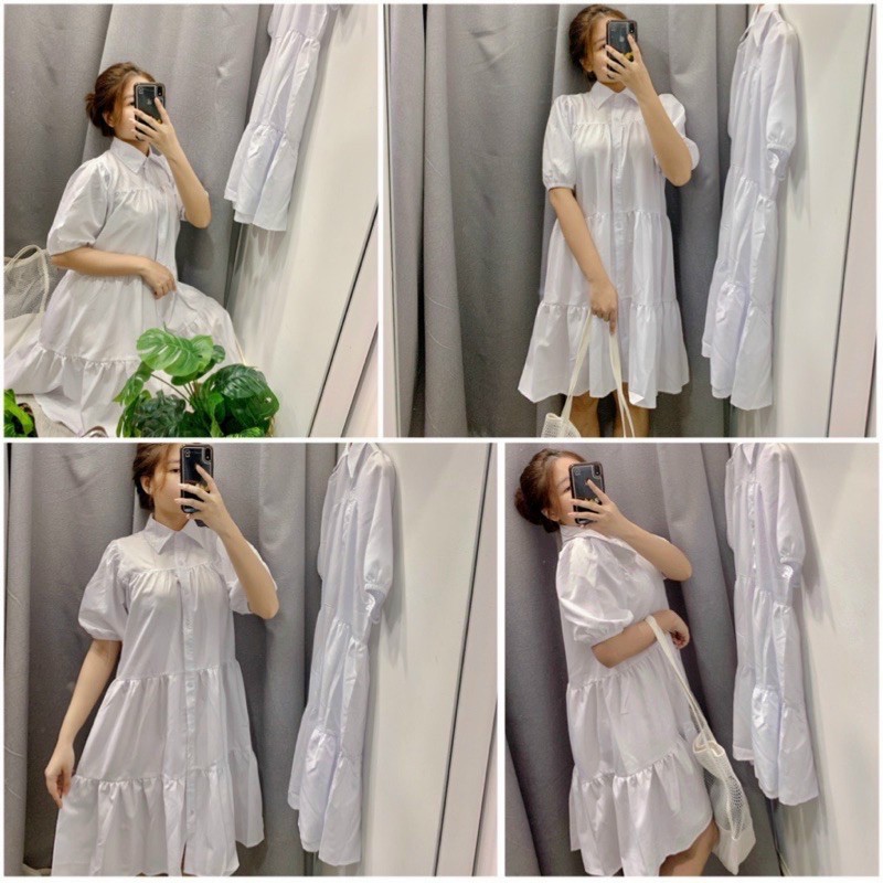 [NNY CLOTHING] VÁY BABYDOLL CỔ SƠ MI TRẮNG BAMBI DRESS - V007 | BigBuy360 - bigbuy360.vn