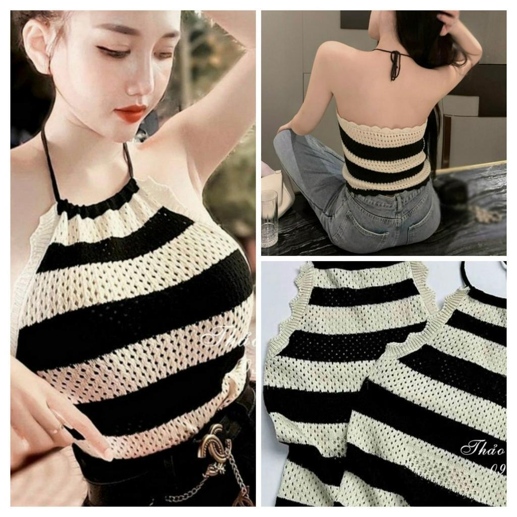 Áo yếm croptop chất vải Len QC cao cấp dày dặn co giãn tốt Free Size dưới 55kg Bao Chất