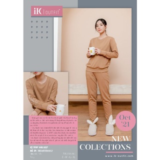 Bộ mặc nhà áo dài tay quần dài nỉ IK 0057 Giá 735.000đ