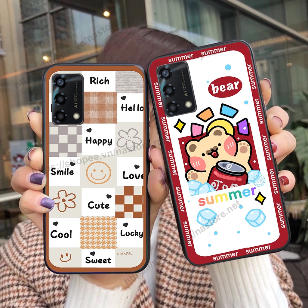 Ốp lưng Oppo A54 / A74 / A94 / A95 trái tim hình gấu cute cá tính, giá rẻ, cực bền