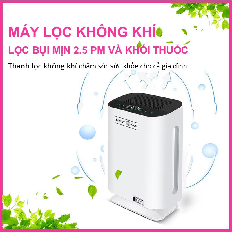 ( Có Clip Video ) Máy lọc không khí chống bụi mịn 2.5pm SmartPro màn hình cảm ứng, có đồng hồ đo chỉ số ô nhiễm AQI