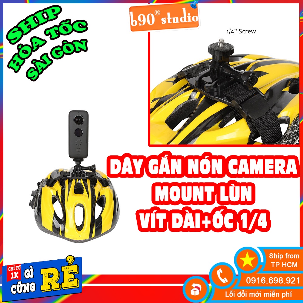 Bộ dây đeo gắn trên mũ bảo hiểm gắn lỗ cho camera hành trình vít ren 1/4