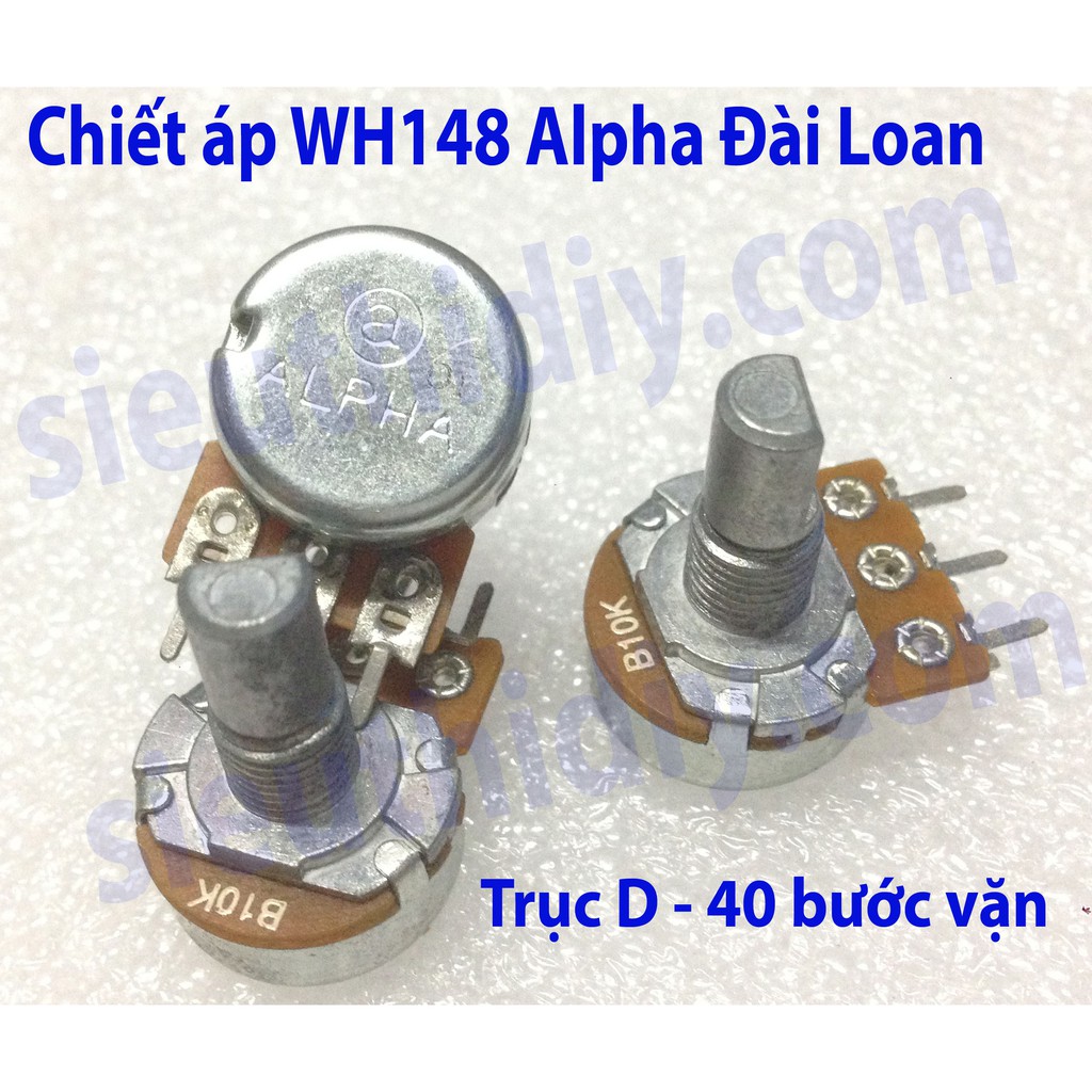 Chiết áp WH148 Alpha chính hãng Đài Loan trục D vặn 40 bước