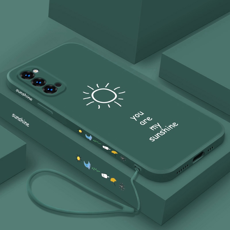 Ốp Điện Thoại Silicon Mềm Hình Mặt Trời Nhỏ Đơn Giản Có Dây Đeo Cho OPPO RENO 4 PRO 4G RENO 5 PRO