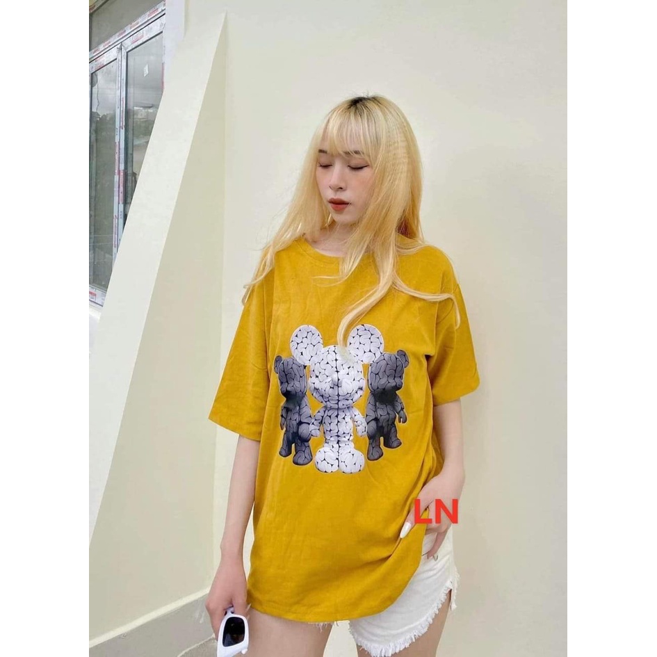 Áo phông nam nữ unisex tay lỡ 3 Con GẤU hình in 5D  áo thun form rộng cổ tròn phong cách teen