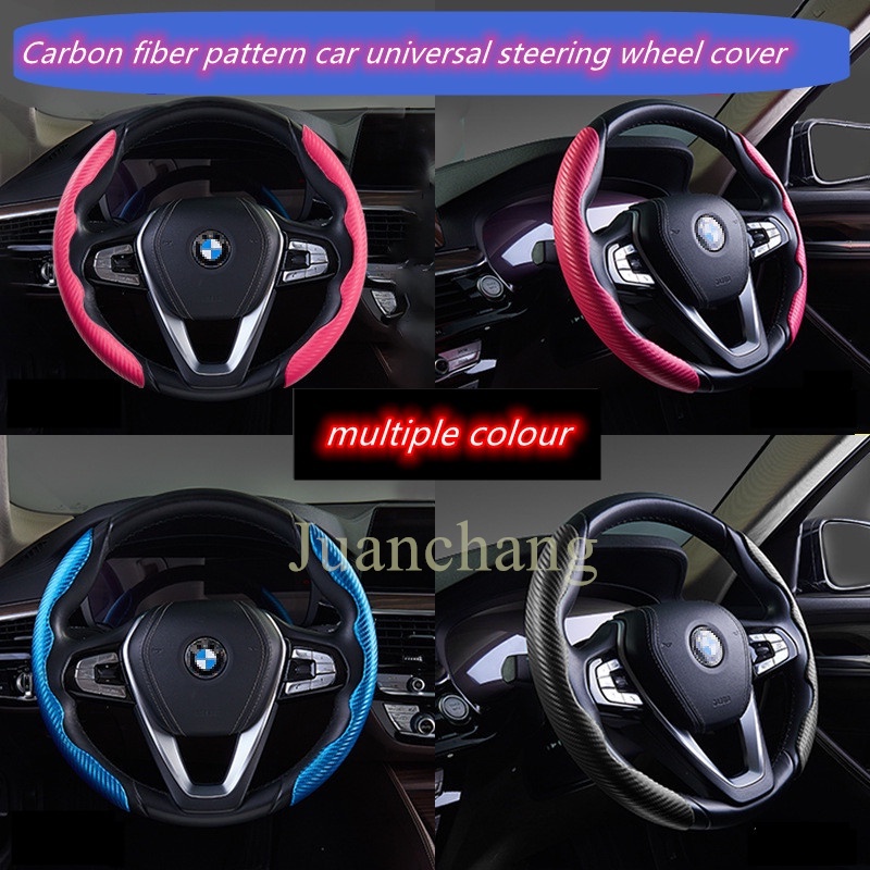 Vỏ Bọc Vô Lăng Xe Hơi Bằng Silicon Sợi Carbon Chống Trượt 2 Halves 38cm 15inch