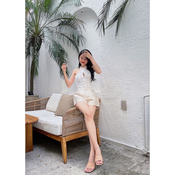 Anis Quần short nữ trắng lưng cao Elain shorts , quần đùi nữ ống rộng | BigBuy360 - bigbuy360.vn