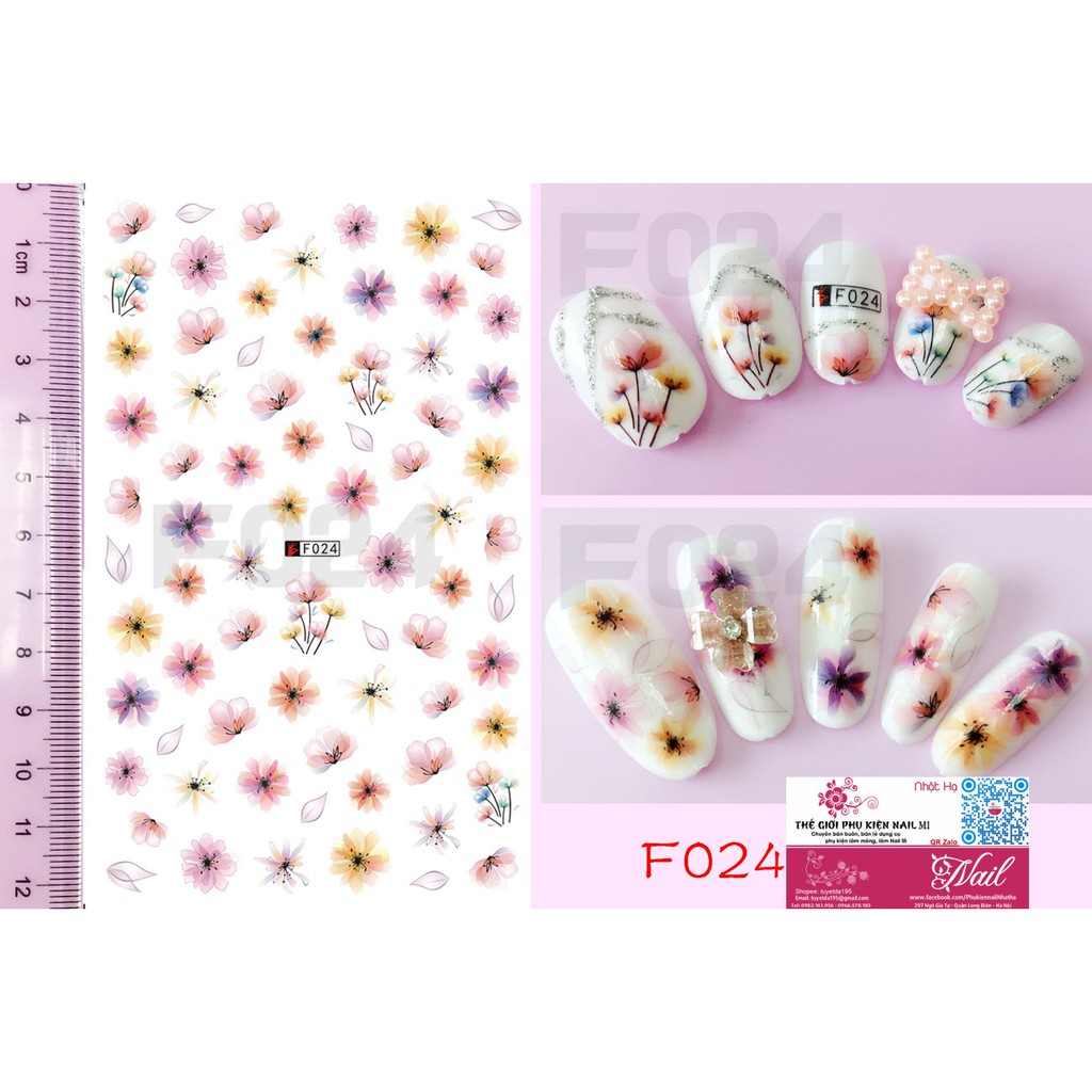 Nail Sticker Hình Hoa Rất Đẹp - Dán Trang Trí Móng Tay - Lẻ 1 Tấm