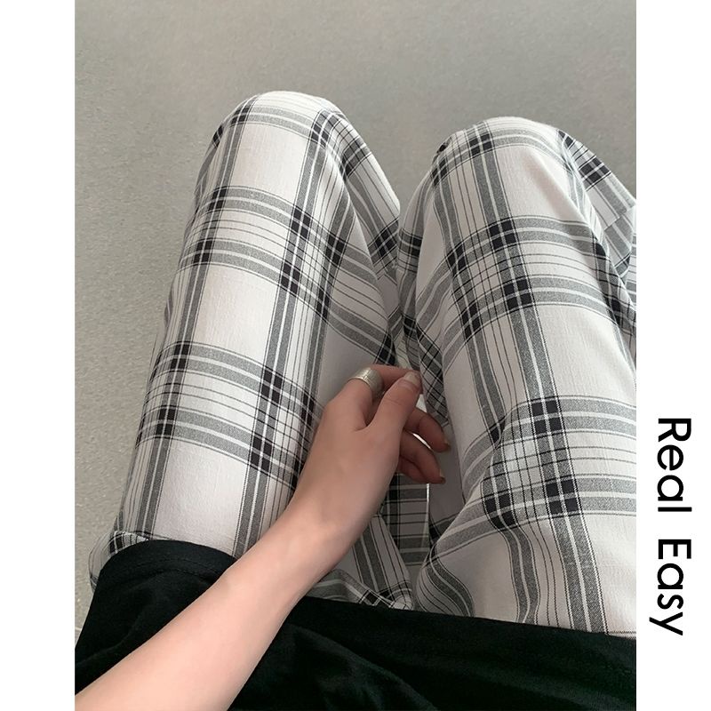 Quần Dài Lưng Cao Ống Rộng Họa Tiết Kẻ Sọc Thời Trang Mùa Đông Mới Cho Nữ